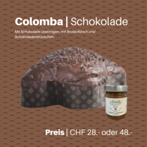 Handgemachte Oster-Colomba mit Schokolade