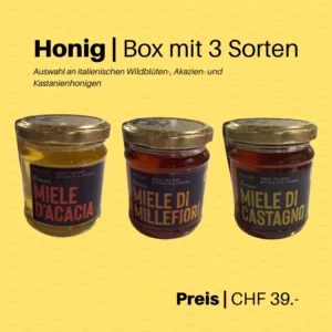 Italienische Honig-Verkostungsbox (3 Gläser)