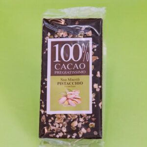 Cioccolato fondente al 100% con granella di pistacchio