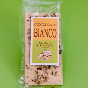 Cioccolato bianco con granella di pistacchio